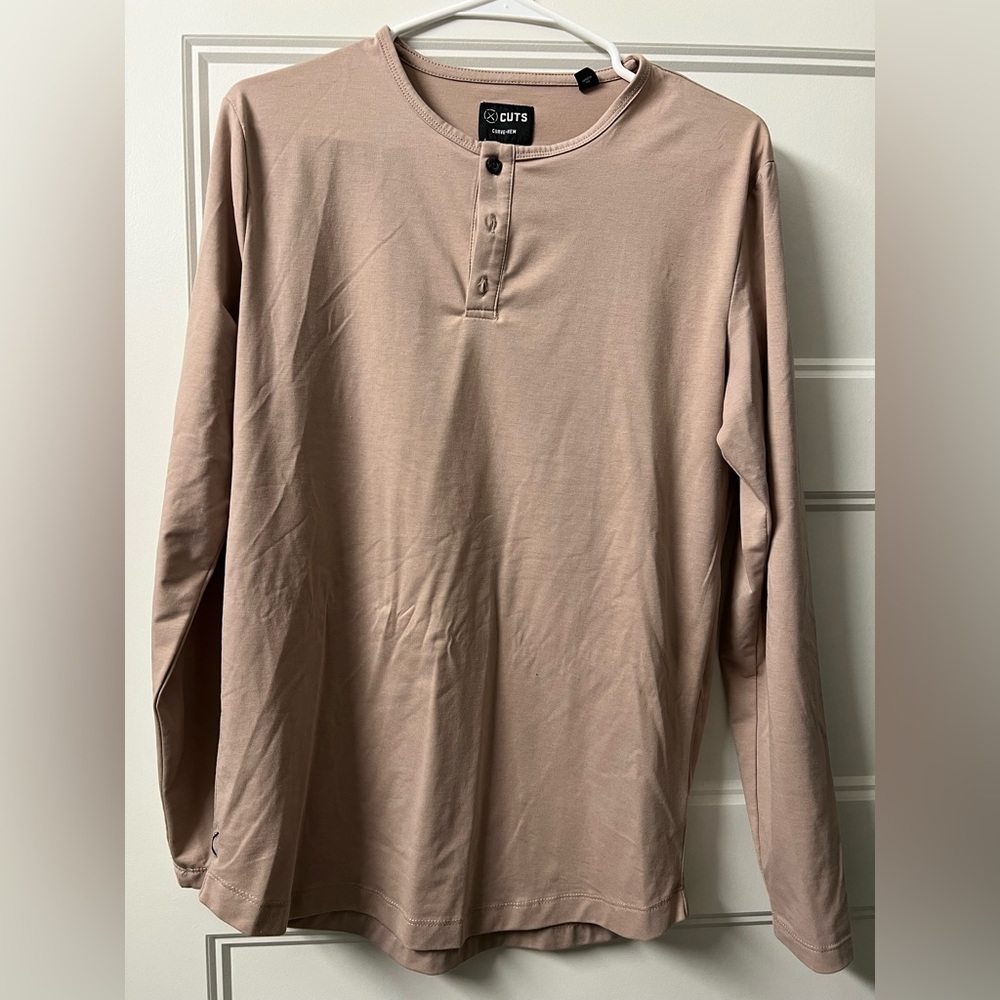 Men’s CUTS Clothing L/S Henley Tee - Off-Pink (S)